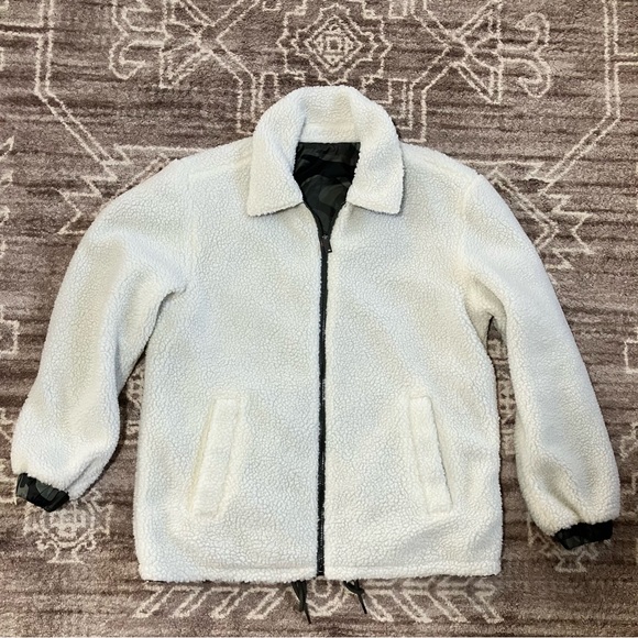 UGG Men's Mace Reversible Sherpa zip up Jacket Green Camo White size Large - Picture 11 of 16